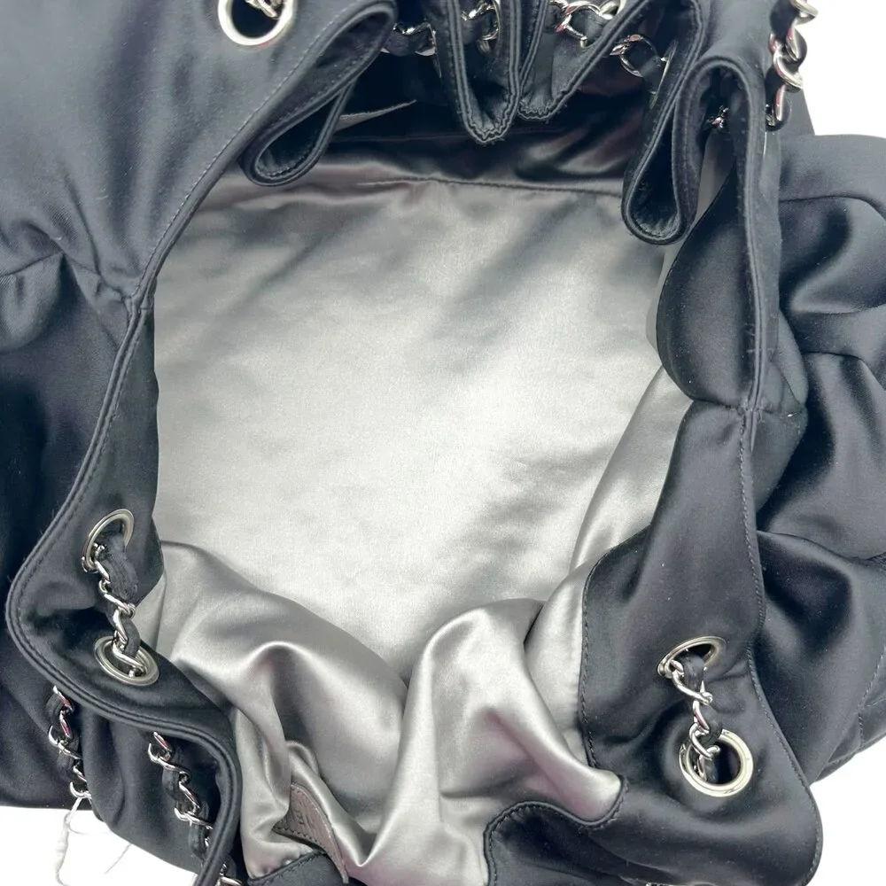 Chanel Black Satin Melrose Cabas Tote Bag 2006-08
